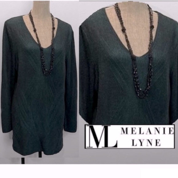 Melanie Lyne Green V-neck Sweater XL - Picture 3 of 17